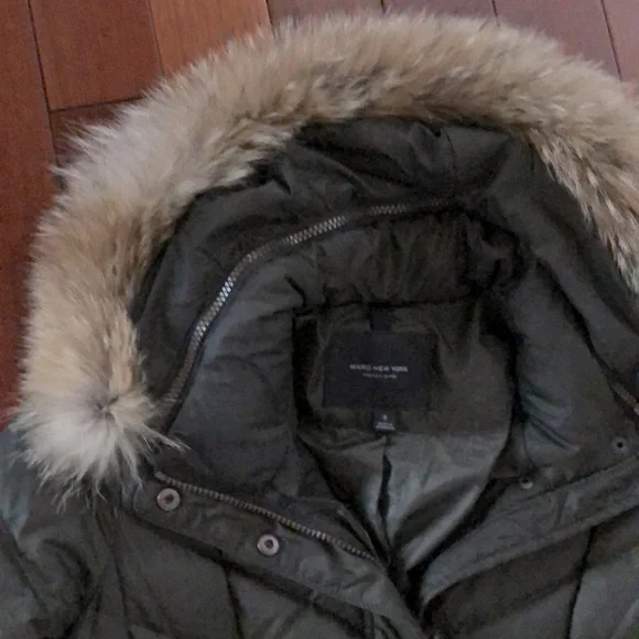 Down/genuine fur trimmed Olive Jacket, S - Picture 2 of 4
